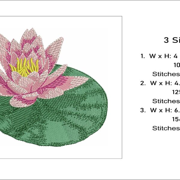 Water lily embroidery design