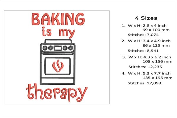 Baking Is My Therapy embroidery design