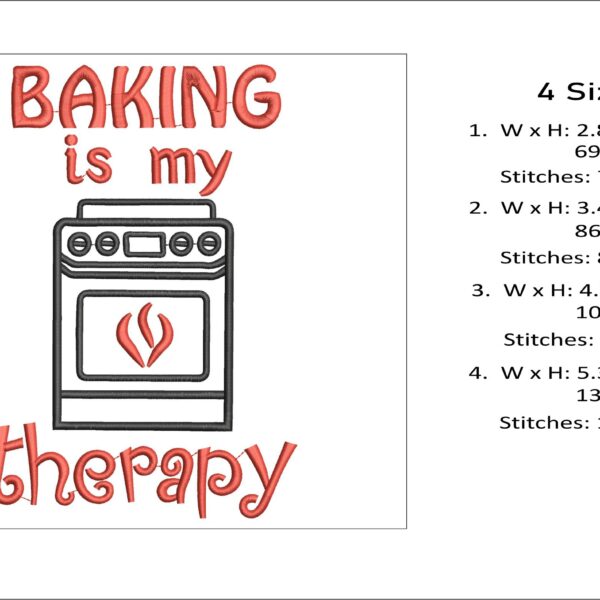 Baking Is My Therapy embroidery design