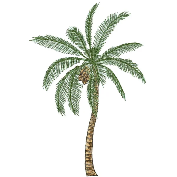 Coconut palm tree embroidery design 2