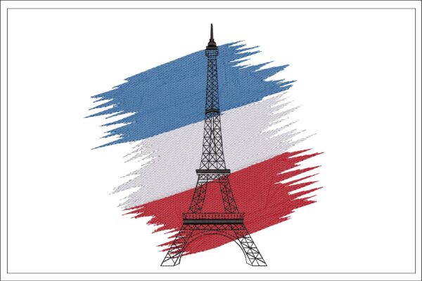 Eiffel Tower With Flag embroidery design