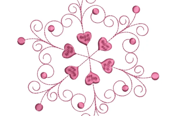 Floral embroidery design - heart swirl embroidery pattern