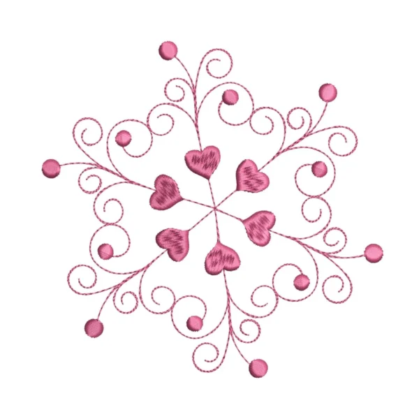 Floral embroidery design - heart swirl embroidery pattern