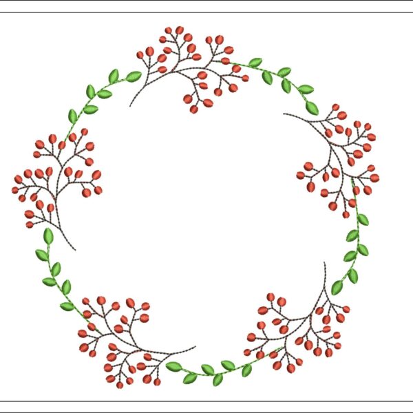 Floral wreath embroidery design