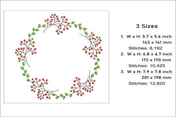 Floral wreath embroidery design