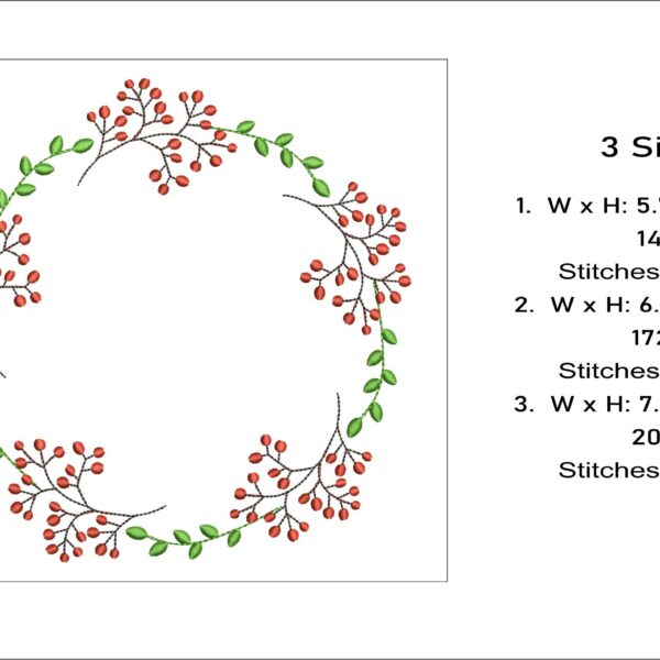 Floral wreath embroidery design