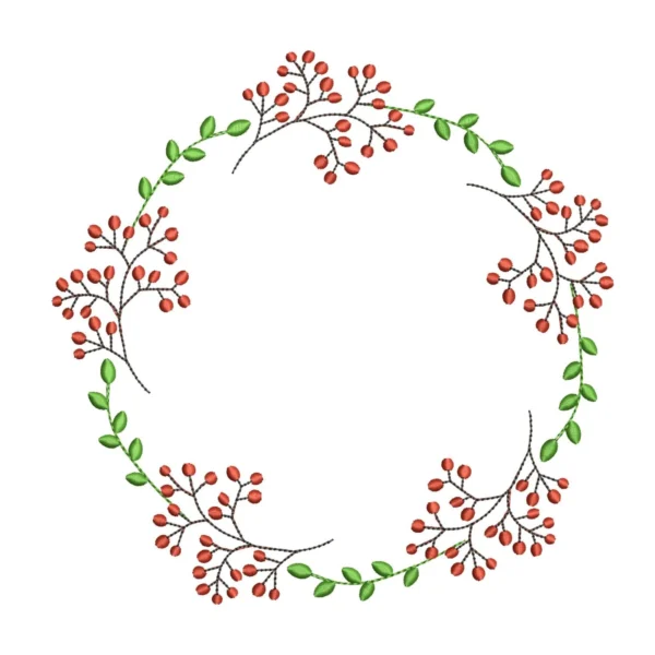 Floral wreath embroidery design 1 - wreath embroidery pattern - simple embroidery design