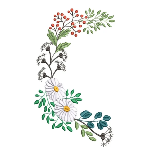 Floral wreath embroidery design 4 - floral embroidery pattern - machine embroidery design