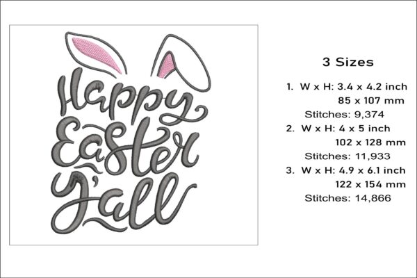 Happy Easter Y'all embroidery design