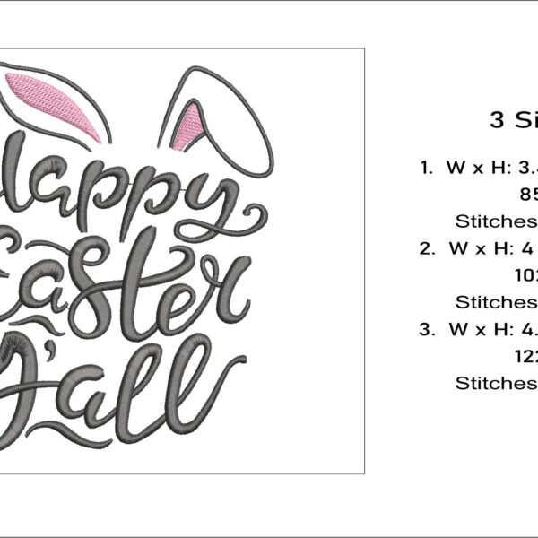 Happy Easter Y'all embroidery design