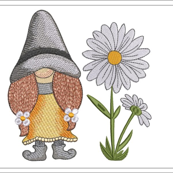 Miss Gnome embroidery design