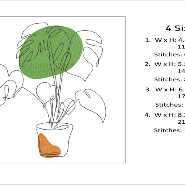 Monstera embroidery design