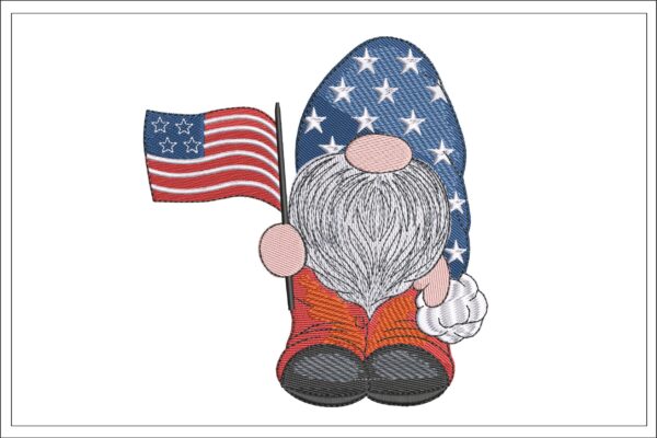 Patriotic Gnome embroidery design