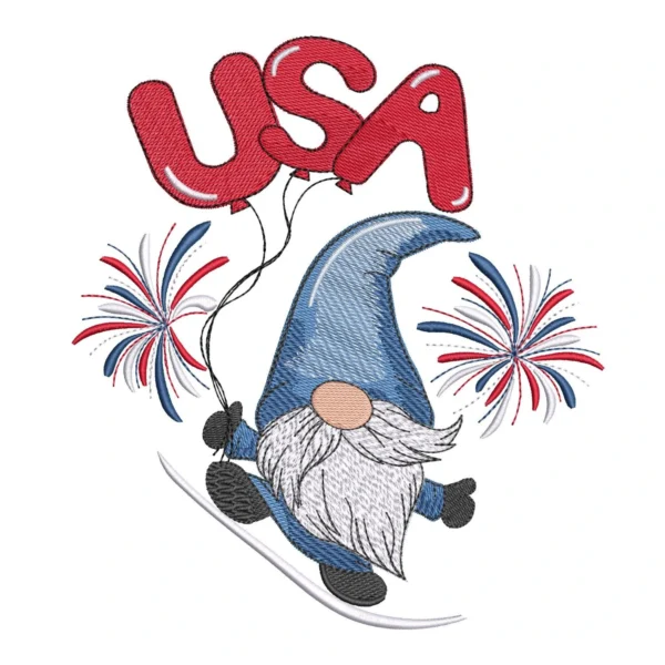 USA gnome embroidery design - Independence day embroidery design - gnome embroidery pattern