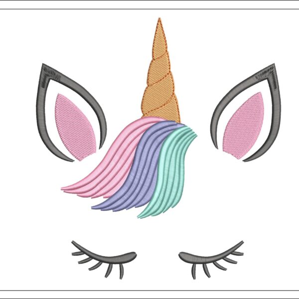 Unicorn head embroidery design