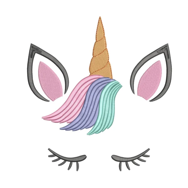 Unicorn head embroidery design