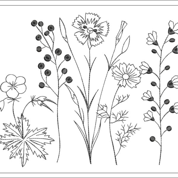 Wildflowers embroidery design