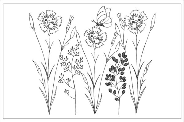 Wildflowers embroidery design