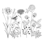 Wildflowers Embroidery Design 2 - Sketch Embroidery Pattern