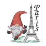 Gnome In Paris Embroidery Design - Machine Embroidery