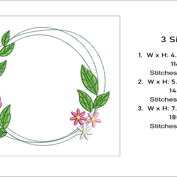 Floral wreath embroidery design