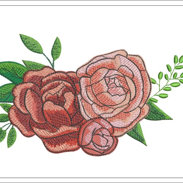 Peonies embroidery design