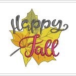 Happy Fall Embroidery Design | Colorful Maple Leaf