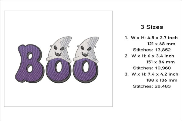 Boo embroidery design