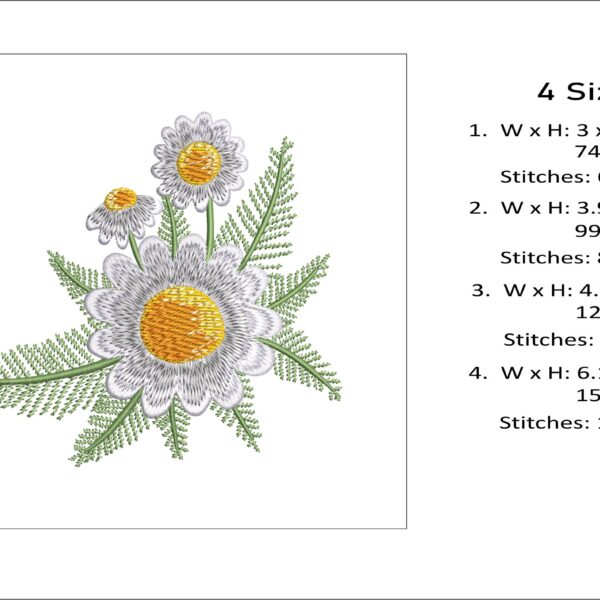 Daisies embroidery design