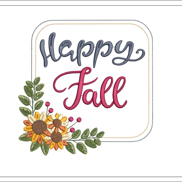 Happy Fall Sunflowers embroidery design