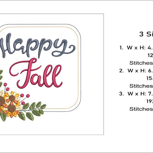 Happy Fall Sunflowers embroidery design