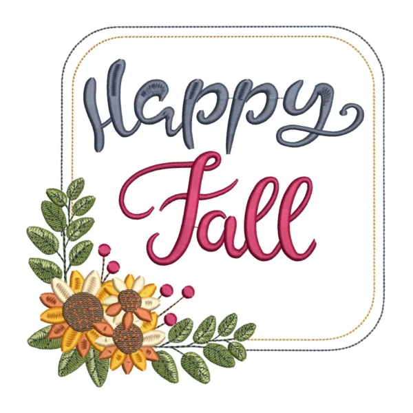 Happy Fall embroidery design - sunflowers embroidery - Autumn embroidery pattern