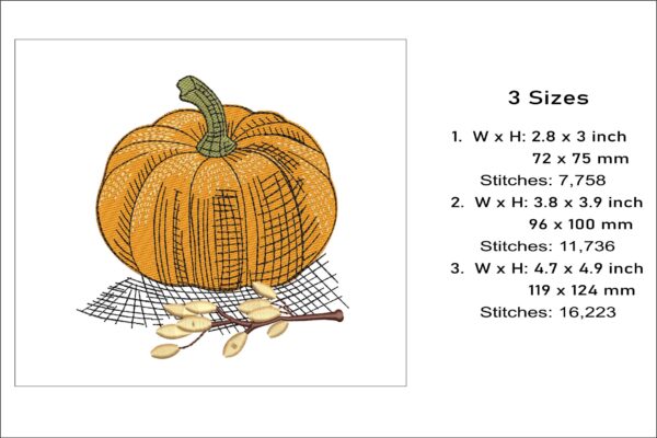 Pumpkin embroidery design