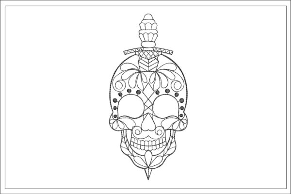 Skull Sketch embroidery design