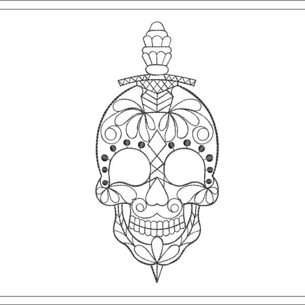 Skull Sketch embroidery design