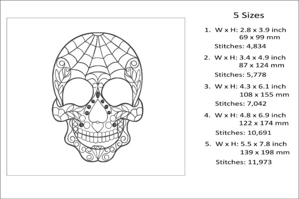 Skull Sketch embroidery design