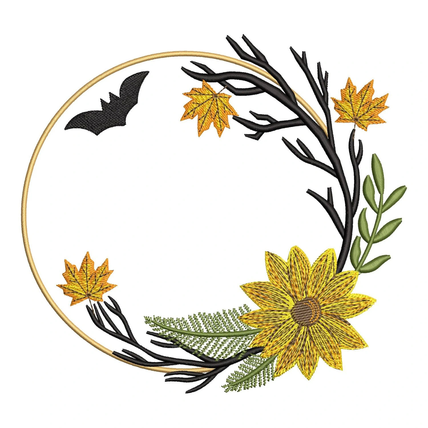 Autumn Wreath Embroidery Design – Digital Download