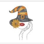 Woman Embroidery Design | Beautiful Witch In Hat