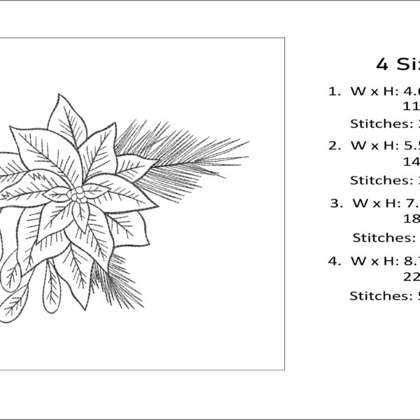 Poinsettia sketch embroidery design