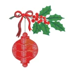 Holly Branch and Ball Embroidery Design - Digital Files