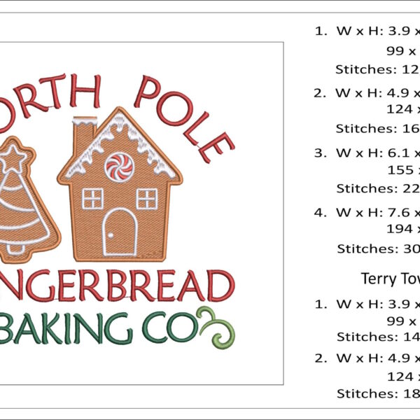 North Pole Gingerbread embroidery design