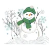 Snowman embroidery design 3 - winter embroidery pattern 1