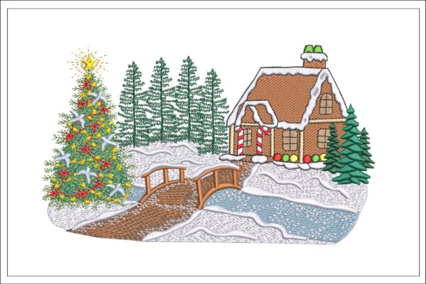 Winter scene embroidery design