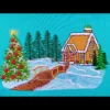 Winter scene embroidery design - Christmas embroidery pattern - gingerbread house embroidery