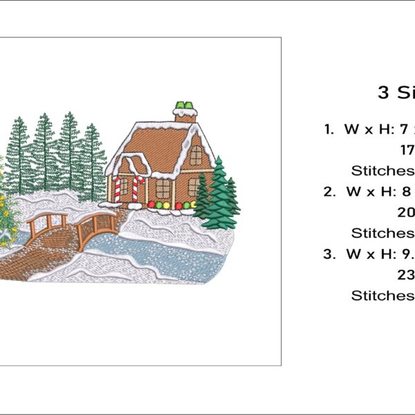 Winter scene embroidery design