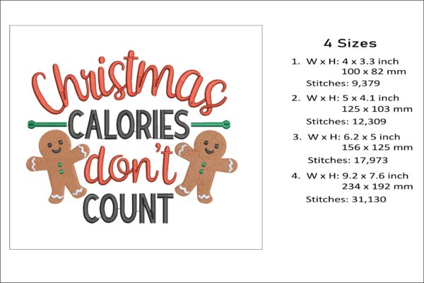 Christmas Calories embroidery design