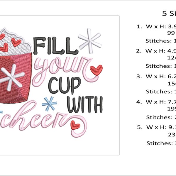 Fill Your Cup With Cheer embroidery design