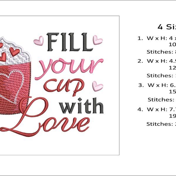 Fill Your Cup With Love embroidery design