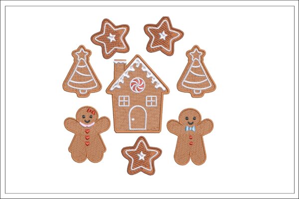 Gingerbread Cookie bundle embroidery design