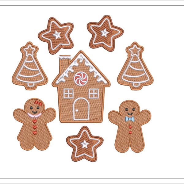 Gingerbread Cookie bundle embroidery design